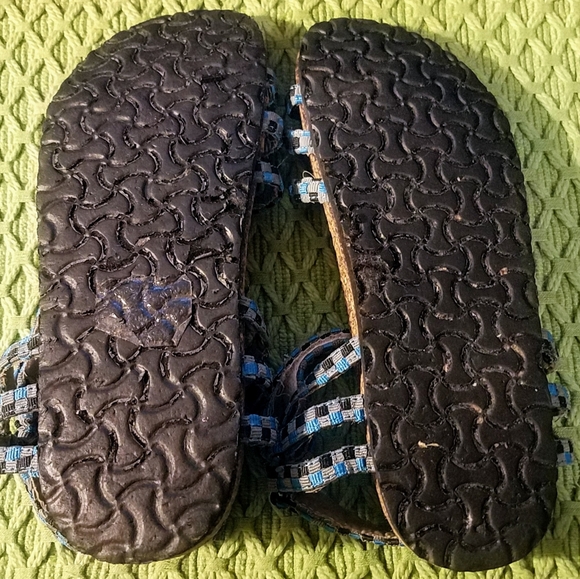 C Label Iria-3 Checker Velcro Footbed Sandals 10 Bright Blue Gray - Picture 8 of 12